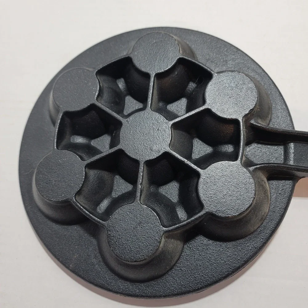 Vintage Cast Iron Aebleskiver Pan 7-Hole Danish Pancake Puffs Egg Poacher